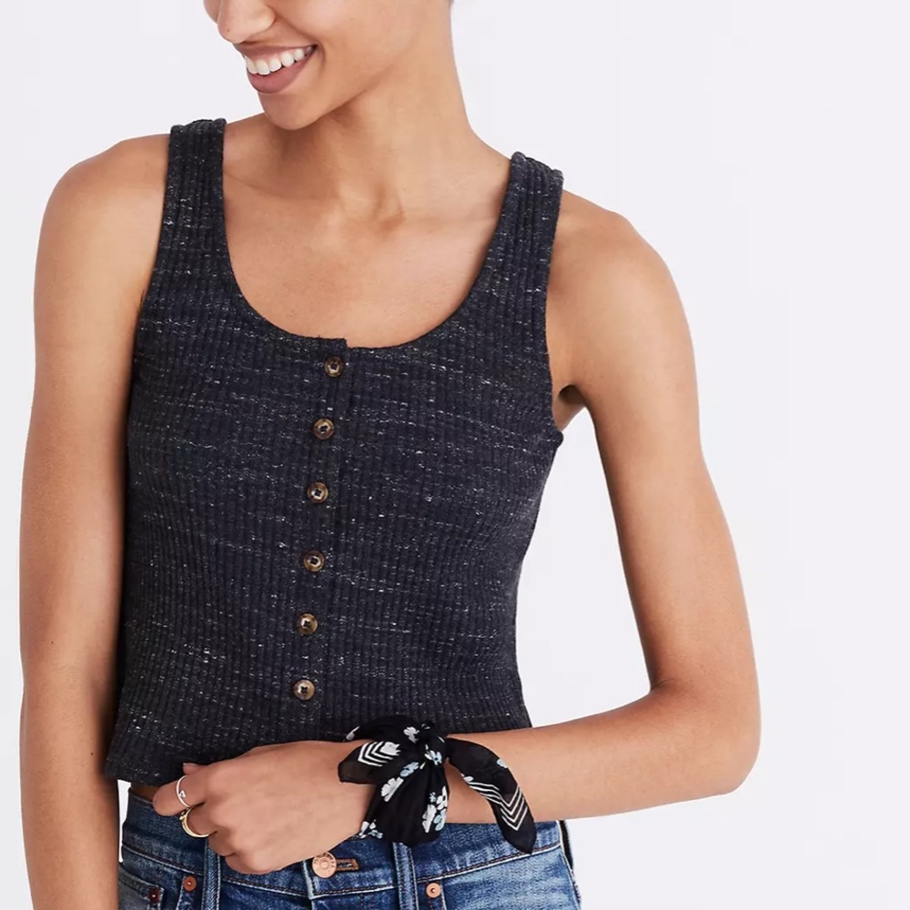 Madewell Ribbed Button-Front Tank Top